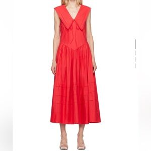 Sandy Liang OPA red midi dress xs